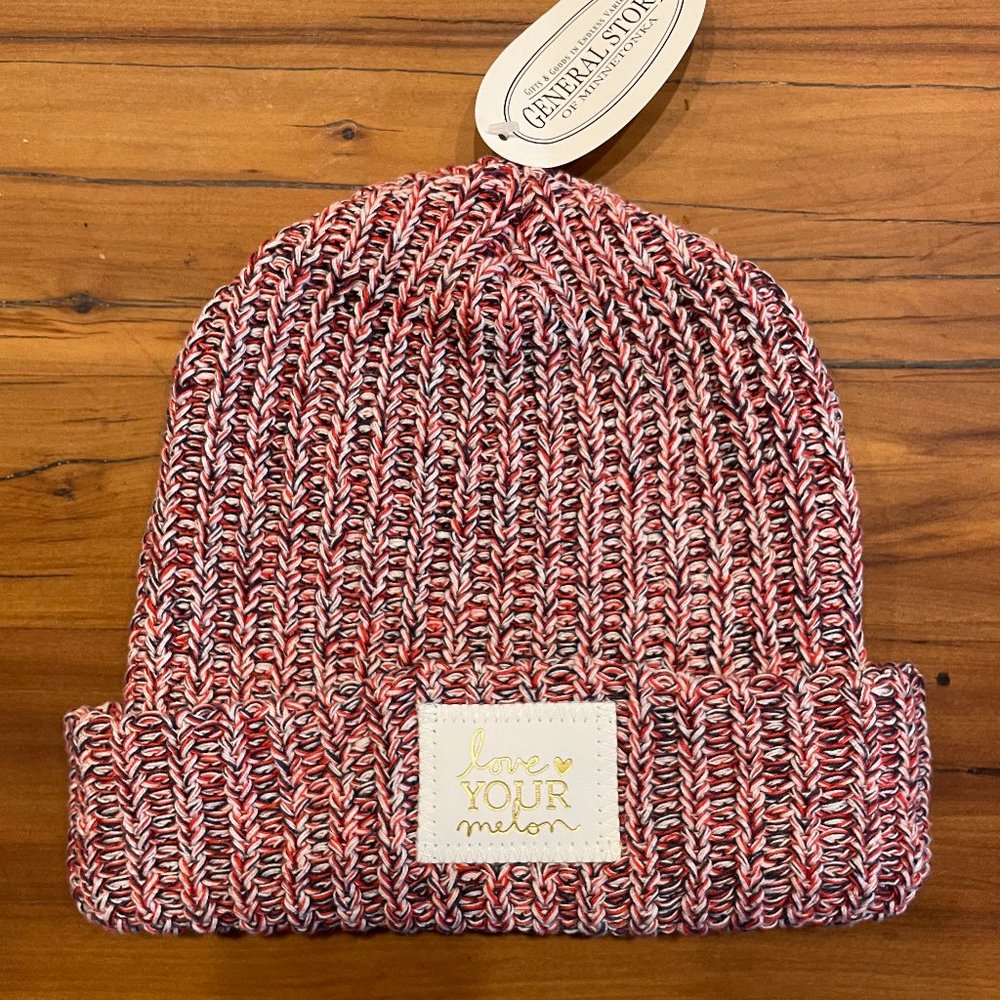 Love Your Melon Red and White and Black Speckled Hat - NWT